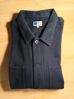 Japan Blue Jeans Navy Knit Button-Up Shirt Jacket